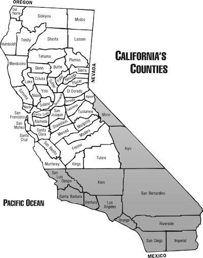 Northern California Counties Map